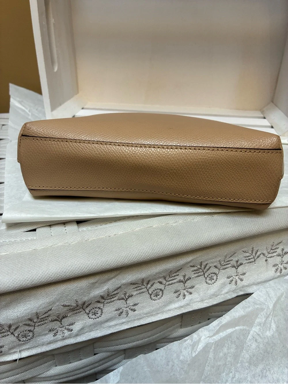 Coach Pebbled Leather Cosmetic Pouch in Tan